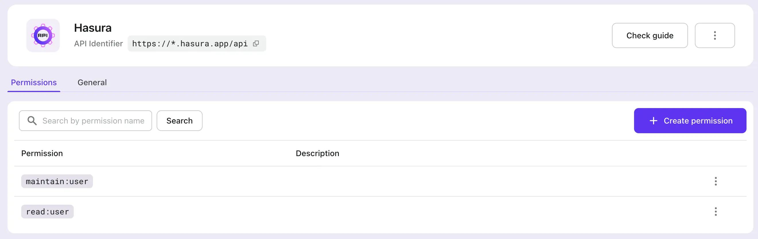 Hasura API com escopos